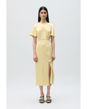 Claudie Pierlot Satin Lace Open-Back Dress - Natural