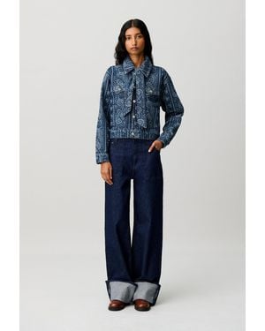 Claudie Pierlot Printed Denim Jacket - Blue