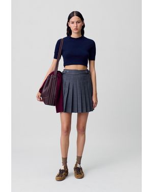 Claudie Pierlot Kurzer Plissierter Rock - Blau