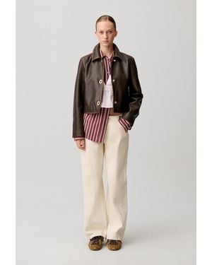 Claudie Pierlot Cropped Vintage Leather Jacket - Multicolour