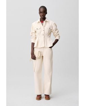 Claudie Pierlot Long-Sleeved Ecru Denim Jacket - Natural