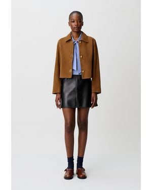 Claudie Pierlot Short Suede Leather Jacket - Natural