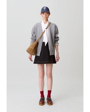 Claudie Pierlot Contrast Stitch Straight Skirt - White