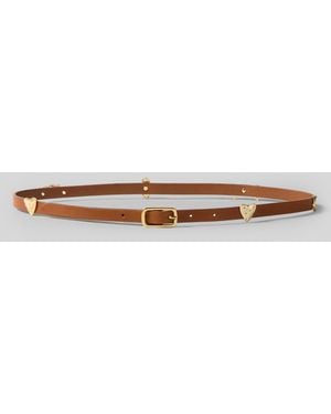 Claudie Pierlot Vegetable-Tanned Leather Charm Belt - Grey