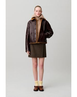 Claudie Pierlot Veste Cuir Effet Brillant - Rouge