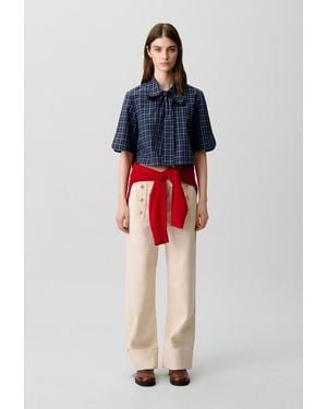 Claudie Pierlot Checked Tie-Neck Shirt - Red