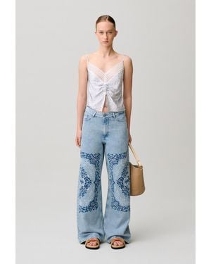 Claudie Pierlot Embroidered Wide-Leg Jeans - Blue