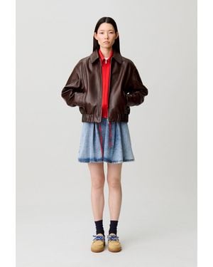 Claudie Pierlot Casual Shiny Leather Jacket - Red