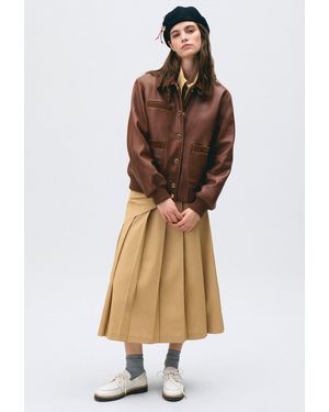 Claudie Pierlot Oversized Leather Jacket - Natural