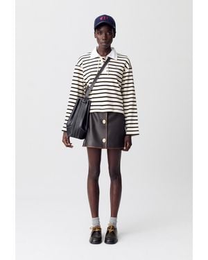 Claudie Pierlot Gestreiftes Marine-T-Shirt - Weiß