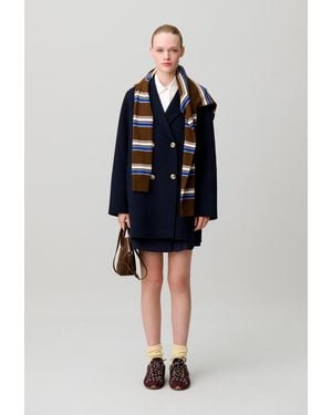 Claudie Pierlot Tailored Collar Wool Coat - Blue