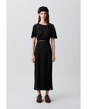 Claudie Pierlot Satin Lace Open-Back Dress - Black