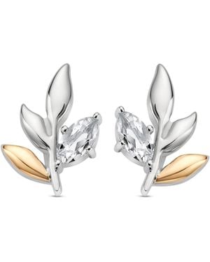 Clogau Royal Sterling Leaf Stud Earrings With Topaz - Metallic