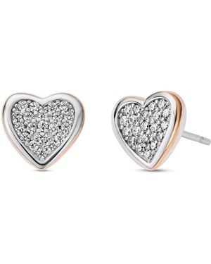 Clogau Forever Yours Sterling Love Heart Earrings With Swarovski Zirconia - Metallic