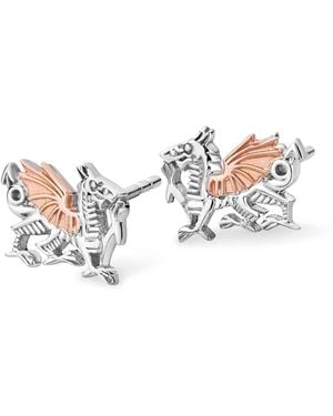 Clogau Royal Sterling Welsh Dragon Stud Earrings - White