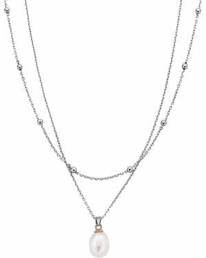 Clogau Nature's Wonder Sterling Beachcomber Layered Necklace With Pearl - Metallic