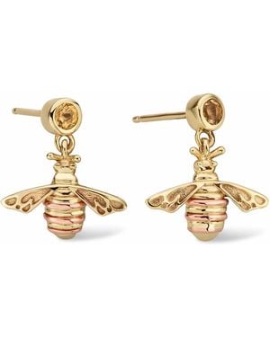 Clogau Nature's Wonder 9Ct Solid Honey Bee Drop Earrings With Citrine - Metallic