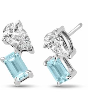 Clogau Promises 9Ct Solid Stud Earrings With Aquamarine & 0.3Ct Lab-Grown Diamonds - Blue