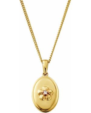 Clogau Nature's Wonder 9Ct Solid Forget-Me-Not Pendant With Diamond - Metallic