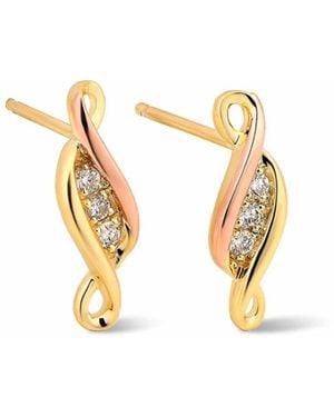 Clogau Past Present Future 9Ct Solid Stud Earrings With Diamonds - Metallic