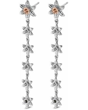 Clogau Nature's Wonder Sterling Daffodil Drop-Hoop Earrings - White