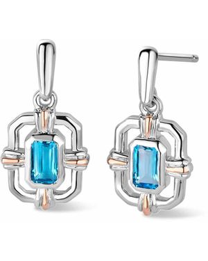 Clogau Royal Sterling Gateways Drop-Stud Earrings With Swiss Topaz - Blue