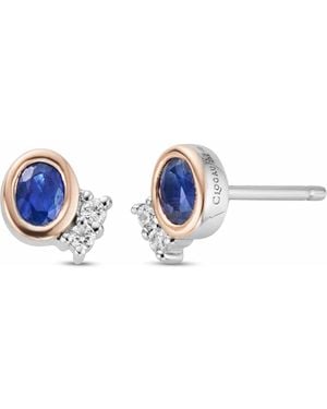 Clogau Royal Sterling Diana Stud Earrings With Sapphires & Swarovski Zirconia - Blue