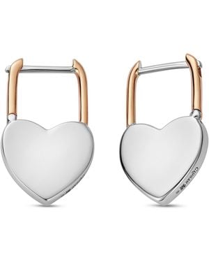 Clogau Cariad Sterling Padlock Hoop Earrings - Metallic