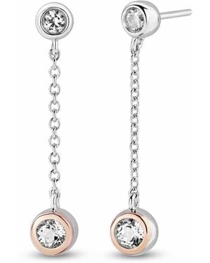 Clogau Celebration Sterling Drop Chain Earrings With Topaz - White