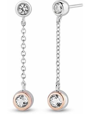 Clogau Celebration Sterling Drop Chain Earrings With Topaz - White