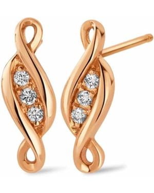 Clogau Past Present Future 18Ct Solid 1854 Blend Stud Earrings With Diamonds - Metallic