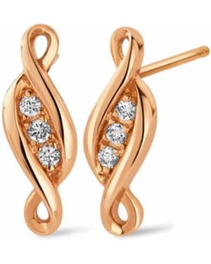 Clogau Past Present Future 18Ct Solid 1854 Blend Stud Earrings With Diamonds - Metallic
