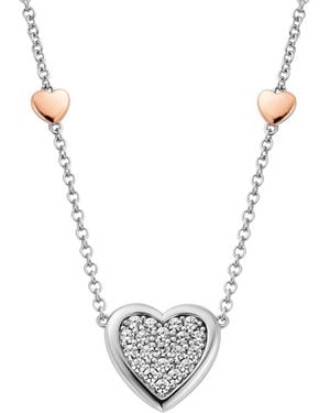 Clogau Forever Yours Sterling Love Heart Necklace With Swarovski Zirconia - White