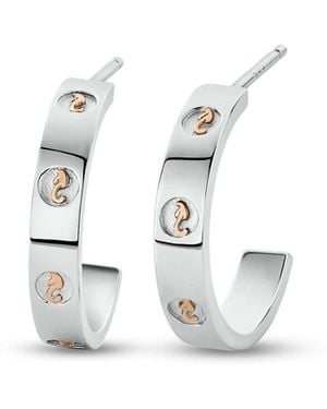 Clogau Insignia Sterling Slim Half-Hoop Earrings - White