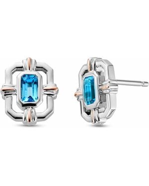 Clogau Royal Sterling Gateways Stud Earrings With Swiss Topaz - Blue