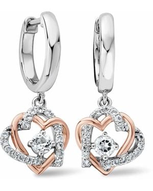 Clogau Forever Yours Sterling Heart Drop Earrings With Topaz - Metallic