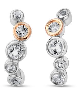 Clogau Celebration Sterling Curved Stud Earrings With Topaz - Metallic