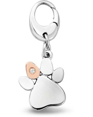 Clogau Insignia Sterling Paw Prints Charm With Topaz - White