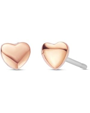 Clogau Forever Yours Sterling & 9Ct Rose Love Heart Stud Earrings - Pink