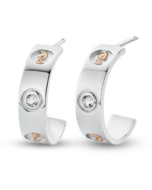 Clogau Insignia Sterling Half-Hoop Earrings With Topaz - White
