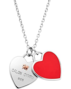 Clogau Wru Sterling Welsh Heart Pendant - Red
