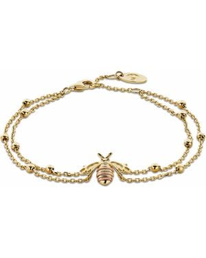 Clogau Nature's Wonder 9Ct Solid Honey Bee Double-Chain Bracelet - Metallic