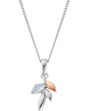 Clogau Royal Sterling Leaf Pendant With Topaz - Metallic