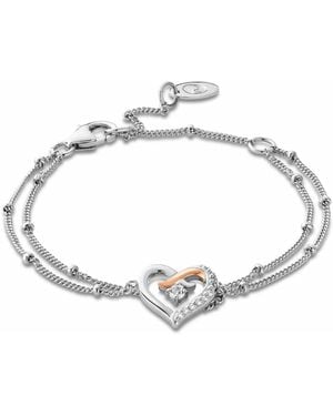 Clogau Forever Yours Sterling Kiss Double-Chain Bracelet With Topaz - Metallic