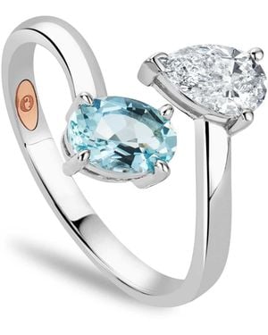 Clogau Promises 9Ct Solid Ring With Oval-Cut Aquamarine & 0.5Ct Lab-Grown Diamond - Blue