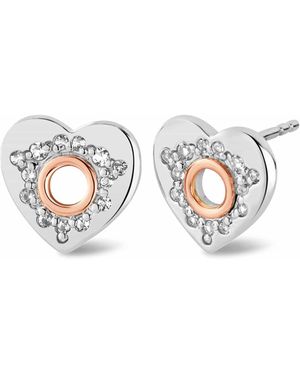 Clogau Cariad Sterling Sparkle Stud Earrings With Topaz - White