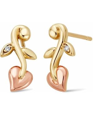 Clogau Tree Of Life 9Ct Solid Vine Stud Earrings With Diamonds - Metallic