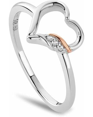 Clogau Past Present Future Sterling Heart Ring With Topaz - Metallic