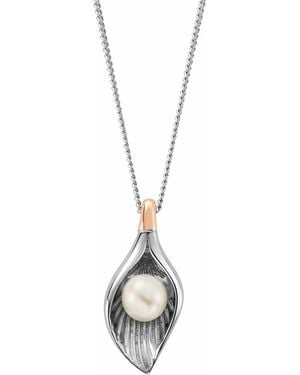 Clogau Nature's Wonder Sterling Oyster Shell Pendant With Pearl - Metallic