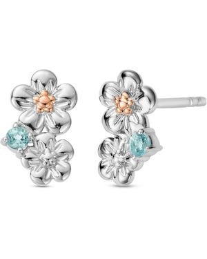 Clogau Nature's Wonder Sterling Forget-Me-Not Cluster Stud Earrings With Swiss Topaz - Metallic